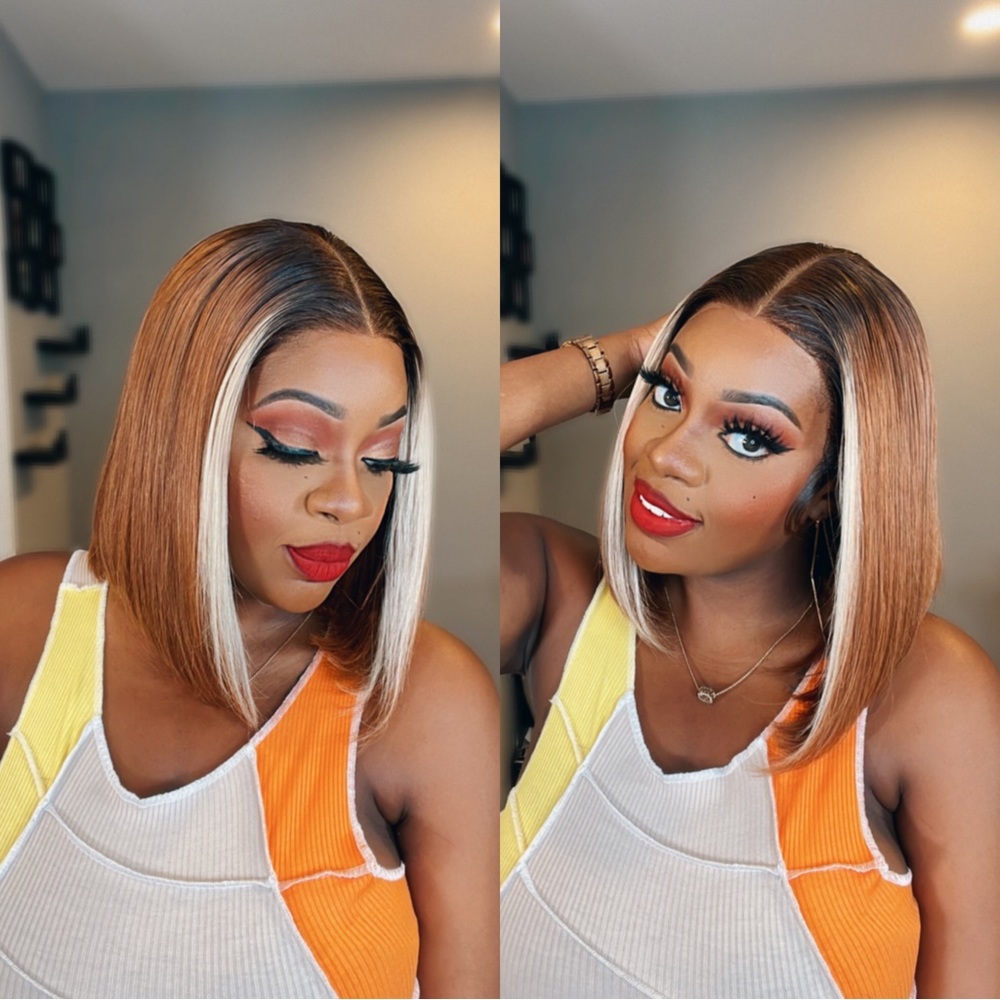 12” Highlight Bob Wig, T-part Lace Frontal